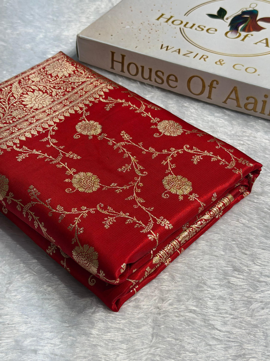 Banarasi Satin Silk Saree Jaal Pattern in Red Shades SS06