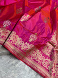 Banarasi Pure Katan Silk Saree Handwoven Kaduwa Boota Pattern with Minakari work in Pinkish Orange Shades PKH04