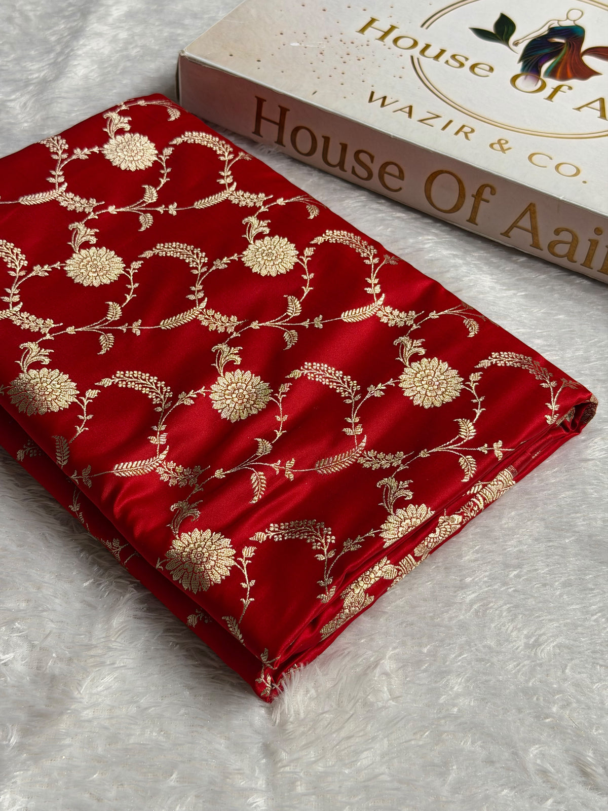 Banarasi Mashru Satin Silk Saree Jaal Pattern In Red Shades MSK39