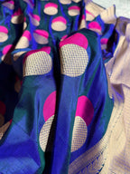 Banarasi Pure Katan Silk Saree with Minakari Ball Boota Pattern in Cross Purple Shades PKM08