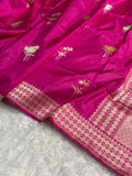 Banarasi Pure Katan Silk Saree Handwoven Kaduwa Boota Pattern with Minakari work in Pink Shades PKH07