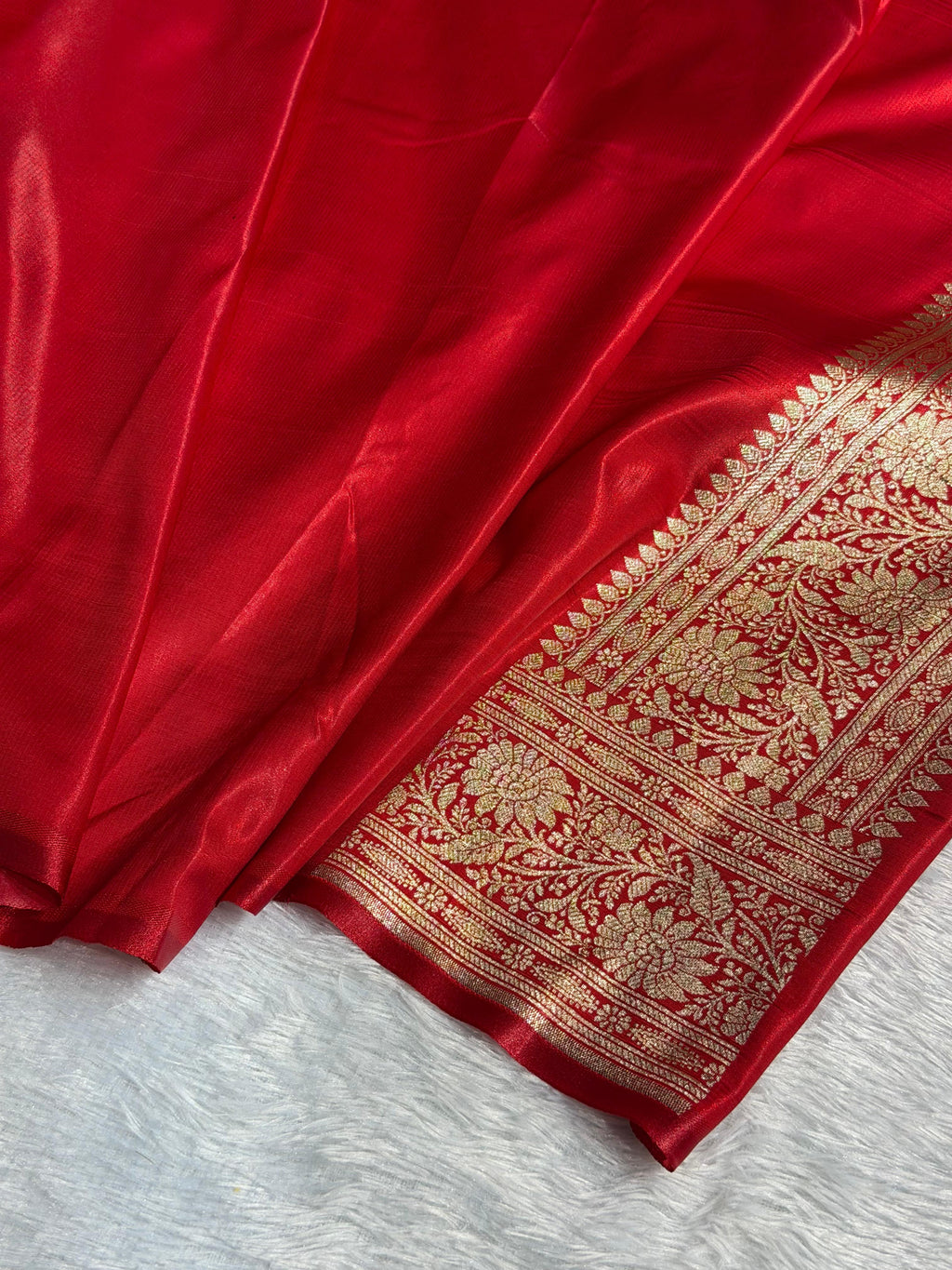Banarasi Satin Silk Saree Jaal Pattern in Red Shades SS06