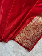 Banarasi Satin Silk Saree Jaal Pattern in Red Shades SS06