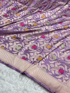 Banarasi Pure Katan Silk Saree with Minakari Jaal Pattern in Lavender Shades PKM07