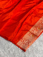Banarasi Pure Katan Silk Saree with Minakari Jaal Pattern in Orange Shades PKM11