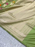 Banarasi Pure Katan Silk Saree with Minakari Boota Pattern in Pista Green Shades Shades PKM06